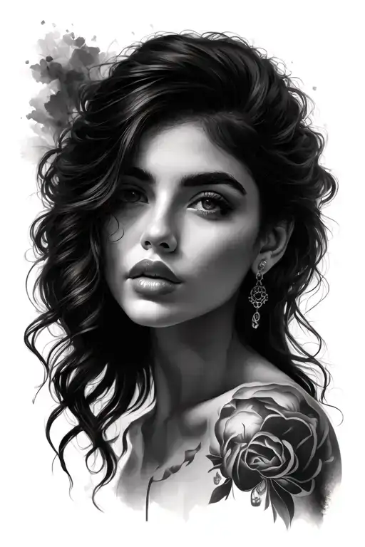 Beautiful Woman's face tattoo design idea