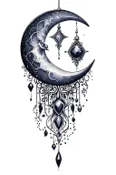 Zodiac moon jewels tattoo design idea