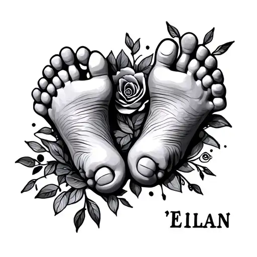 "Elian" baby feet print tattoo design idea