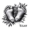 "Elian" baby feet print tattoo design idea