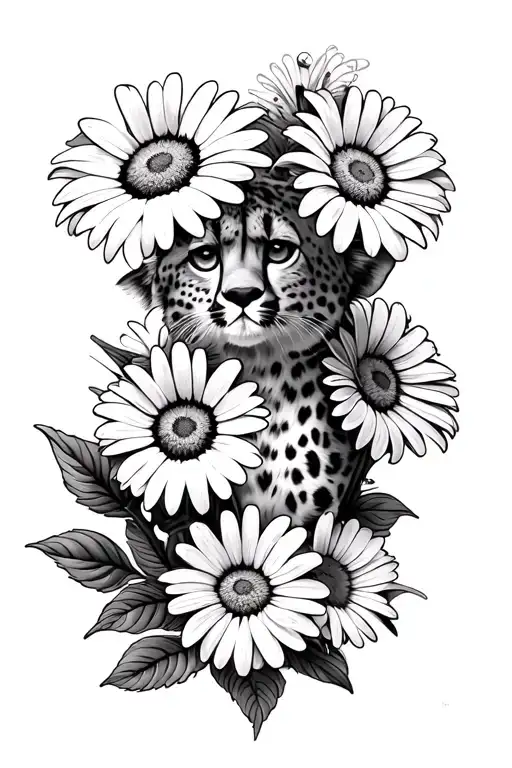 cheetah print daisys tattoo design idea