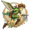 peter pan flying tattoo design idea