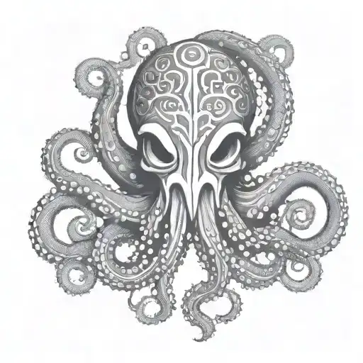 A tattoo design of an octopus inspired by Greek mythology and Viking runes tattoo design idea