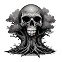creepy tree with skull at base  tattoo design idea