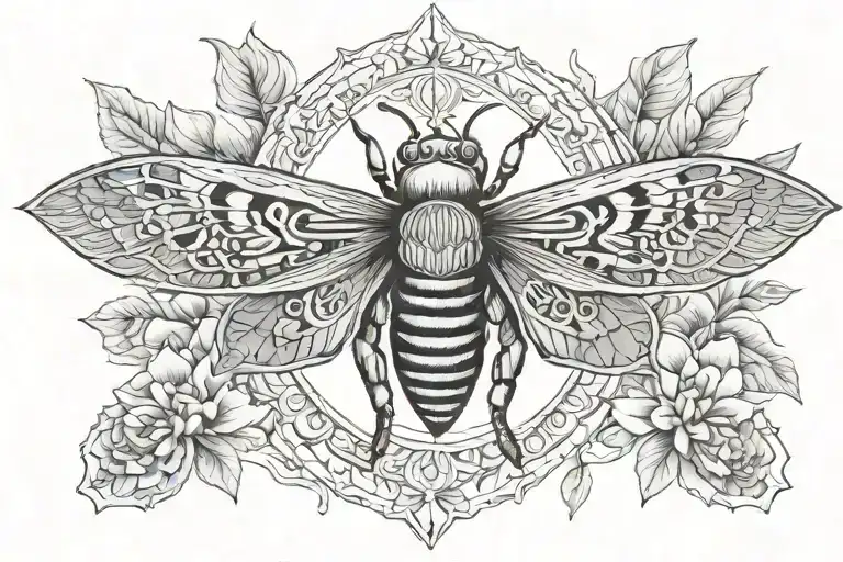 death moth mandala art geometric filler dagger lotus flower tattoo design idea