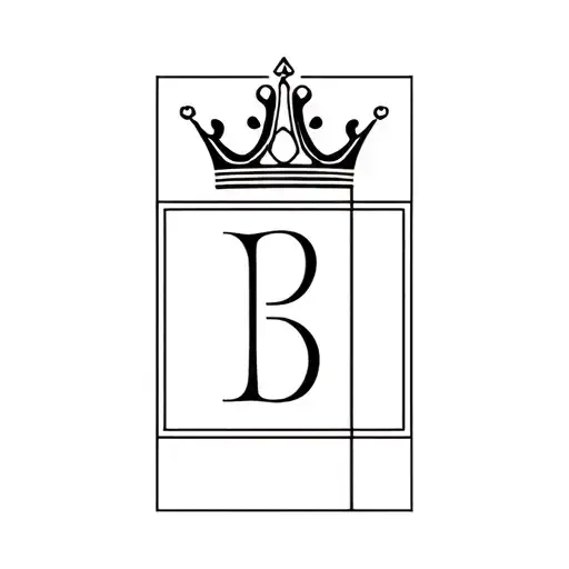 letter b with a crown on top inside of a square  tattoo design idea