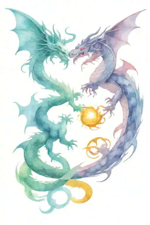 2 dragons, yin yang, Z and J incorporated tattoo design idea