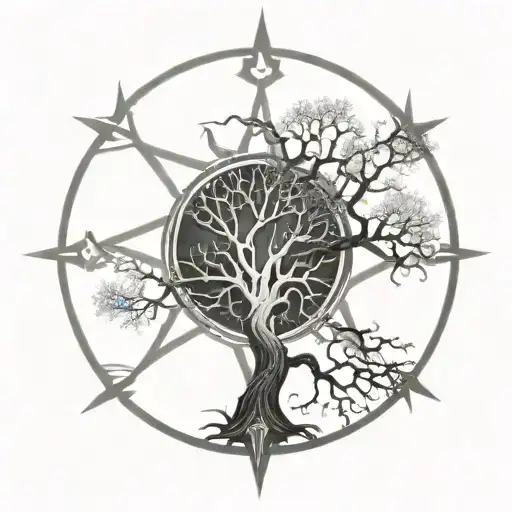 chaos star & tree of life tree tattoo design idea