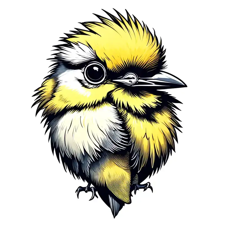 fluffy Yellow Baby bird tattoo design idea