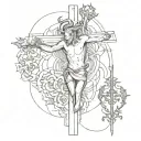 devil on the cross of god tattoo design idea