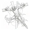 devil on the cross of god tattoo design idea
