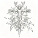 devil on the cross of god tattoo design idea