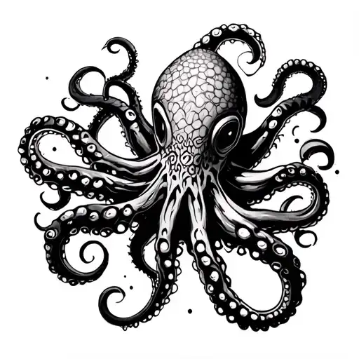 Space Octopus on shin tattoo tattoo design idea