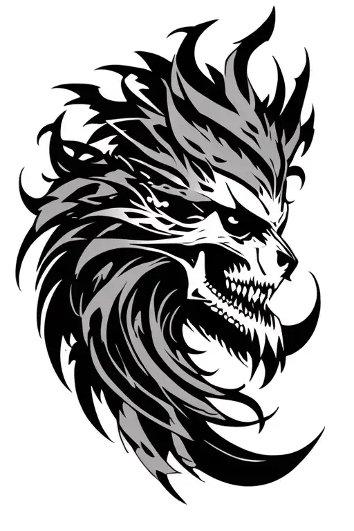 solo leveling igris neo tribalism cyber sigilism tattoo design idea