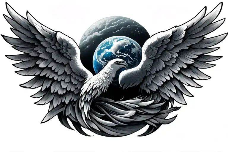 heaven and earth with wings tattoo design idea