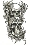 skull and flame prison sleeve tattoo design idea