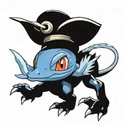 I want to create an art idea for a tattoo. Of Mudkip from Pokemon, Jack Frost from SMT and Terra from FFVI, and Frog fro tattoo design idea