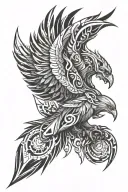mechanical Phoenix rising from flames tattoo design idea