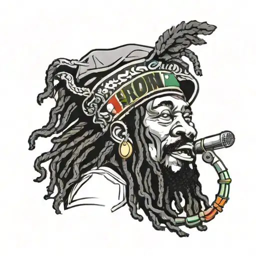 spoon as a rasta man with microphone   tattoo design idea
