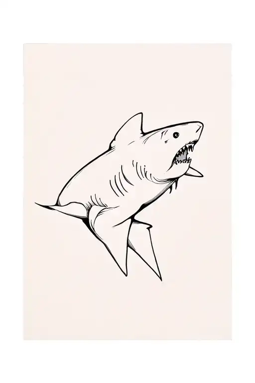 fine line bull shark tattoo tattoo design idea