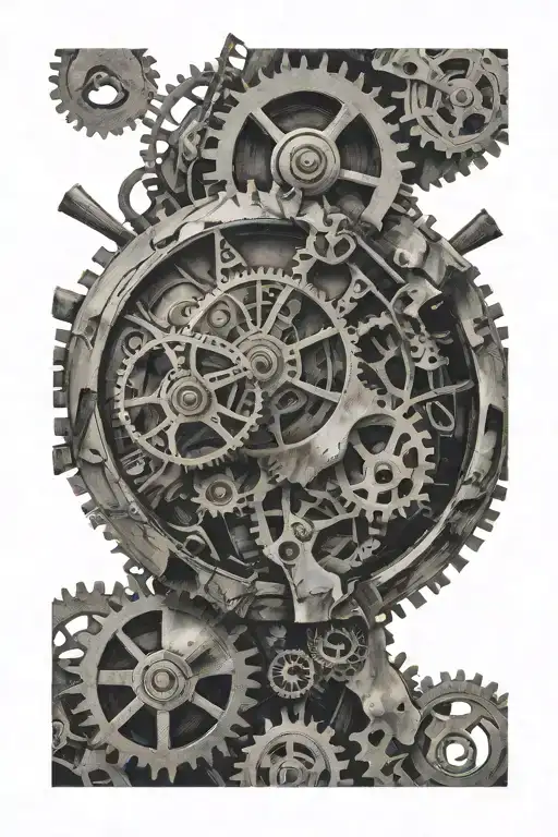 broken cracked watch pieces broken cracked gears and parts and springs  tattoo design idea