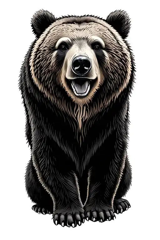Not so dark and I don't know the background, the bear should not look straight ahead but as if he tattoo design idea