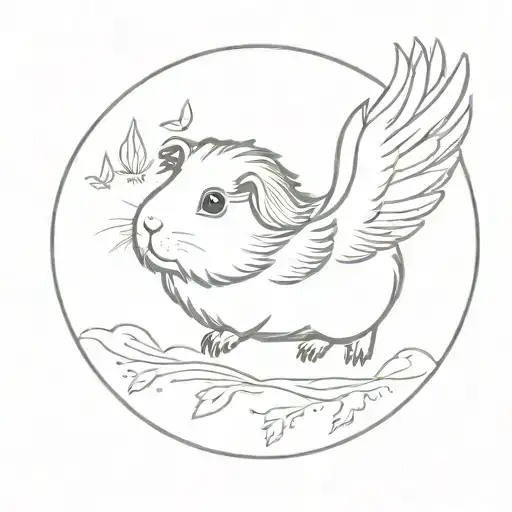 guinea pig with wings flying in the sky  tattoo design idea