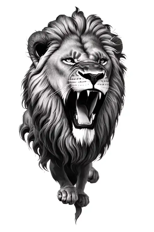 king lion roaring fiercely surrounded tattoo design idea