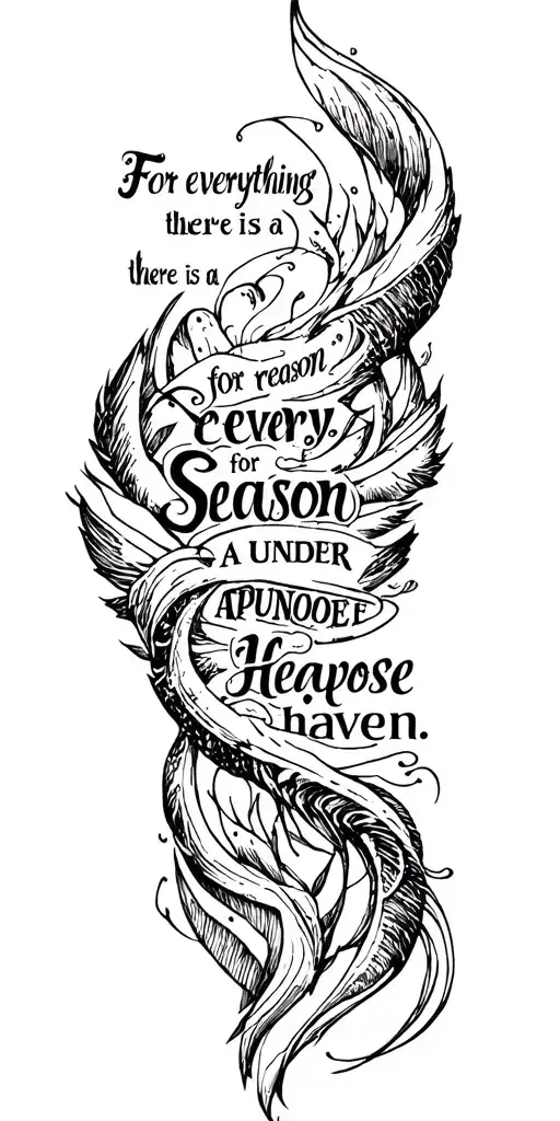 text: "'For everything there is a reason, for every season; a purpose, under Heaven.'" tattoo design idea