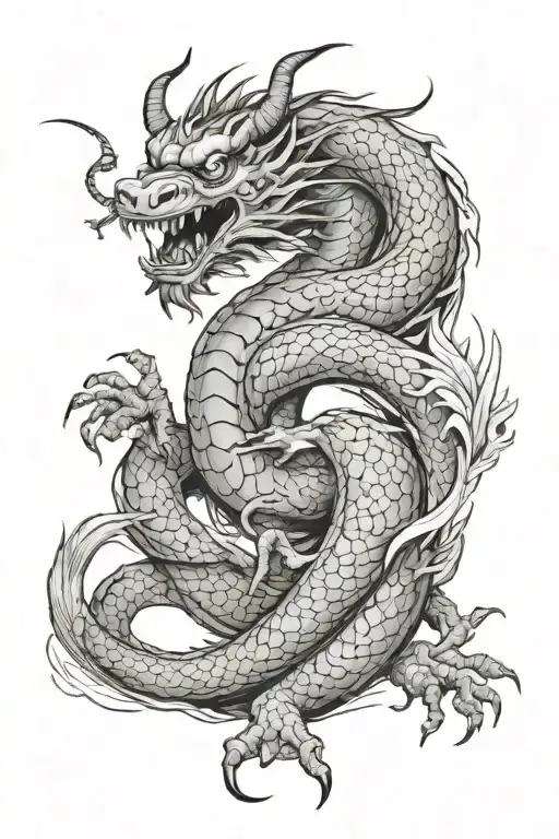 Chinese dragon v samurai warrior tattoo design idea