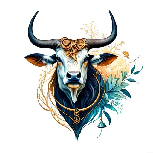 masculine libra scales and feminine taurus bull tattoo design idea