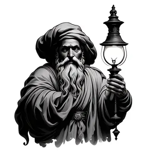 Diogenes holding a lamp tattoo design idea