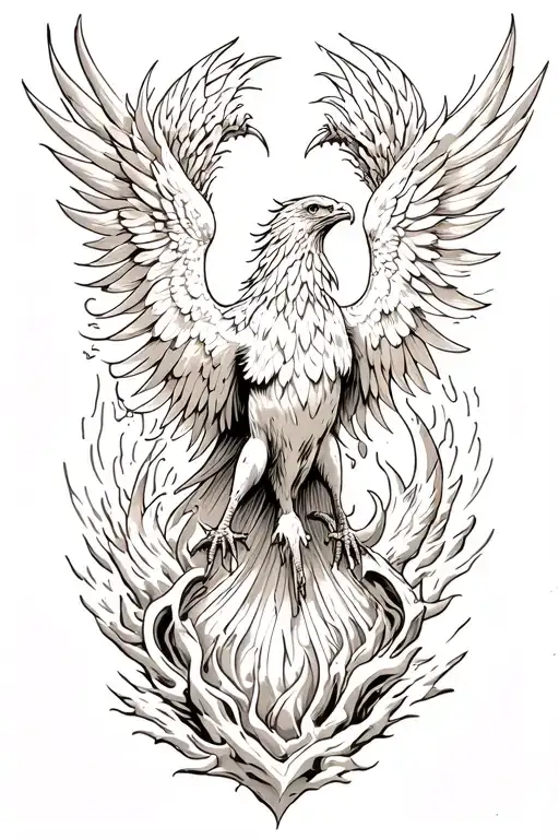 Phoenix rising from ashes tattoo design idea