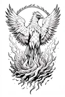 Phoenix rising from ashes tattoo design idea