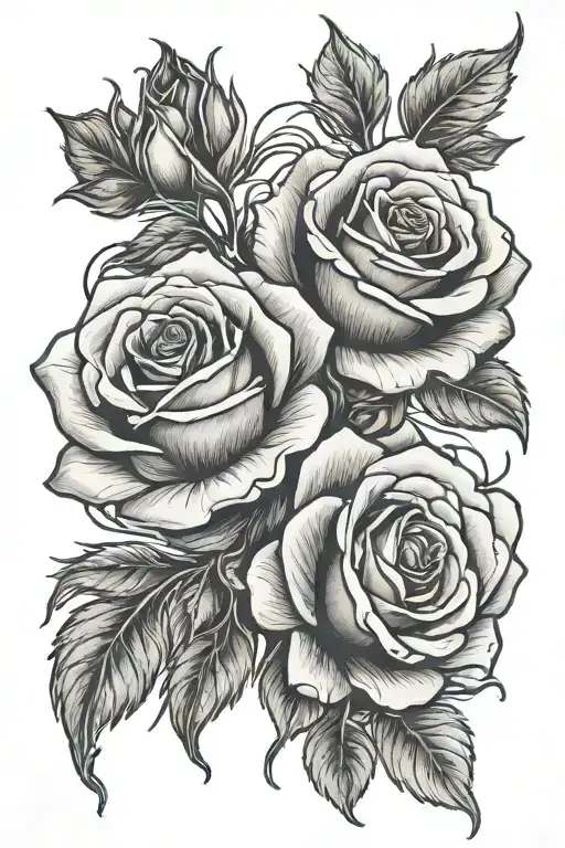 roses intertwined tattoo design idea
