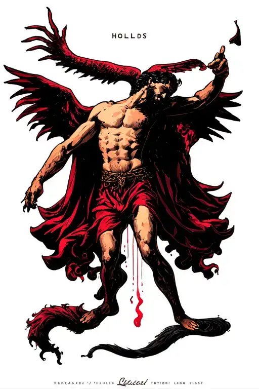 Lucifer falling & his last tear of Lucifer tattoo design idea