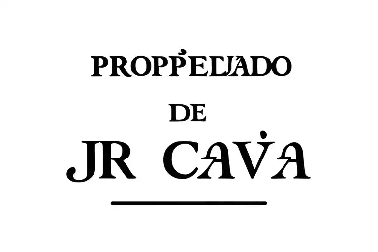 incorporate "Propiedad de JR Cava" in a cattle brand tattoo design idea