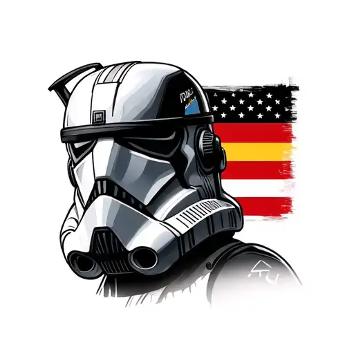 clone trooper helmet with german flag and united states and military police  tattoo design idea