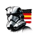 clone trooper helmet with german flag and united states and military police  tattoo design idea