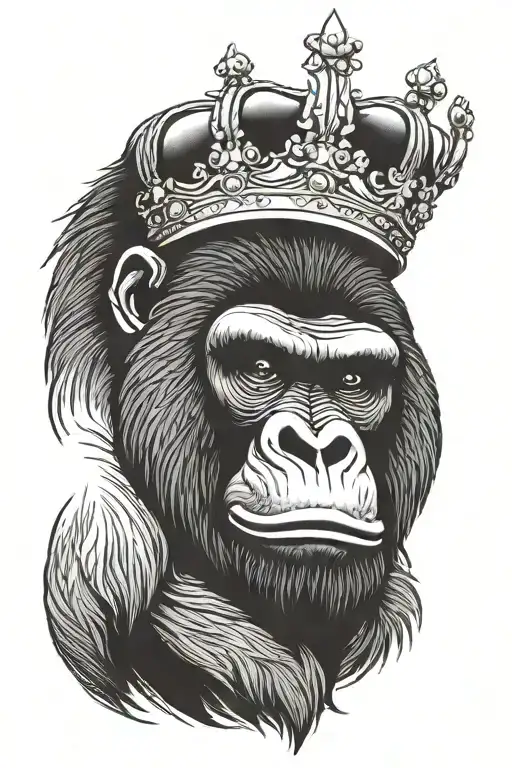 Gorilla with Crown black African tattoo design idea