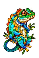 chameleon stained glass windows tattoo design idea
