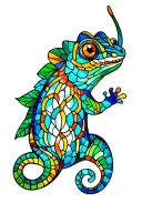 chameleon stained glass windows tattoo design idea