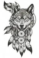 wolf with dreamcatcher tattoo design idea