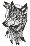 wolf with dreamcatcher tattoo design idea