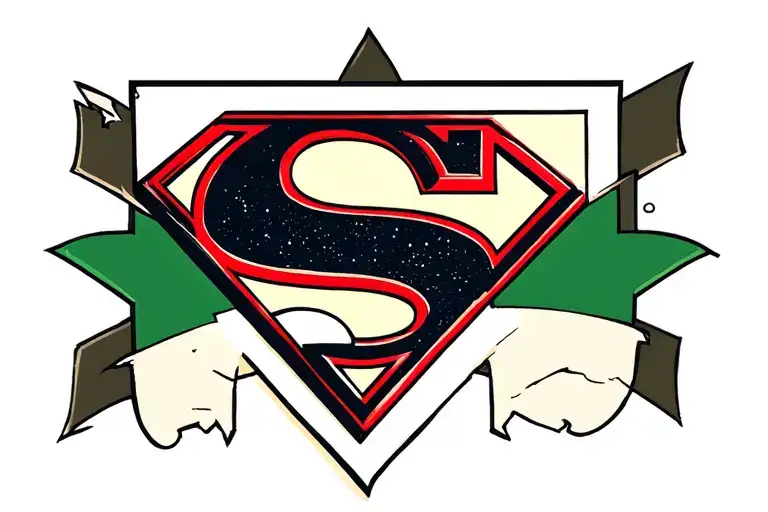 Superman logo with a T instead of a S white and green or ring finger tattoo design idea