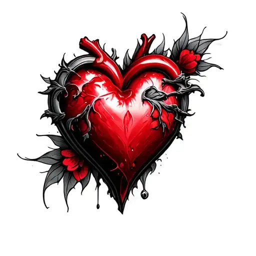 small 3d red heart tattoo design idea