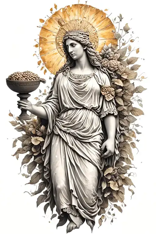 The Roman Goddess Fortuna with her cornucopia overflowing tattoo design idea