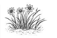 flowers and grass on the sand tattoo design idea