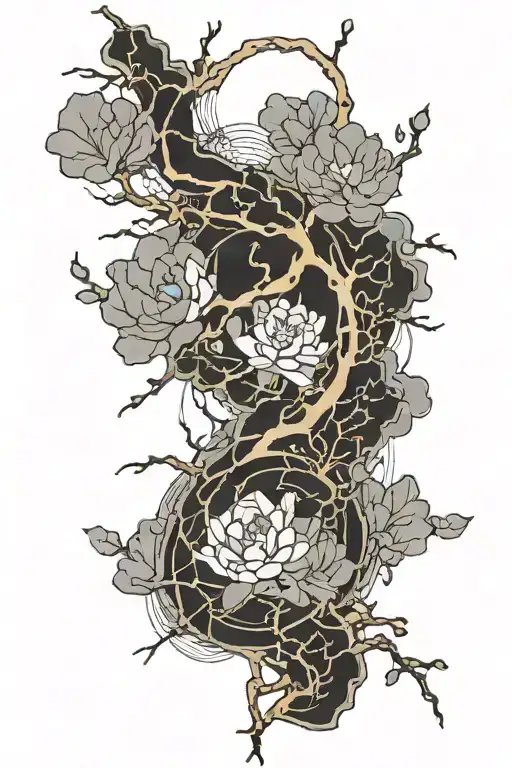 Kintsugi in Japanese symbols tattoo design idea