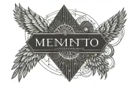 icarus falling from the sky,sun,memento mori text "memento mori" for chest men tattoo design idea